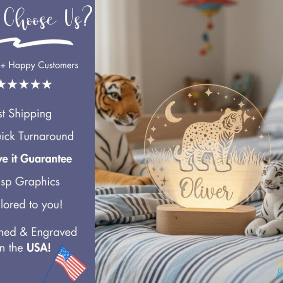 Personalized Tiger Night Light – Custom LED Lamp for Kids Room - Picture 4 of 8